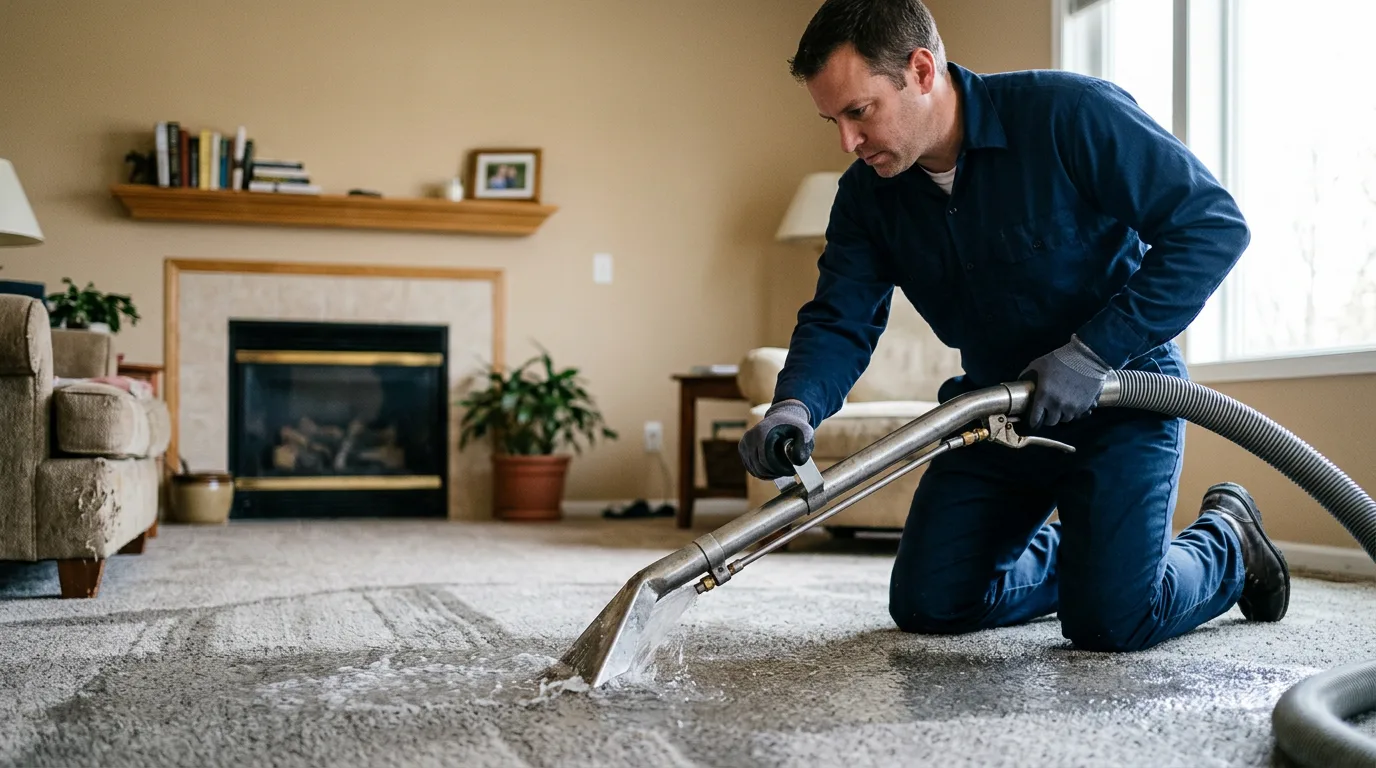 Water damage restoration technician working near London, AR